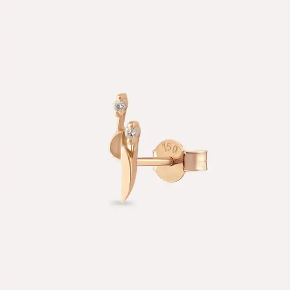 Sword Diamond Rose Gold Single Earring - 1