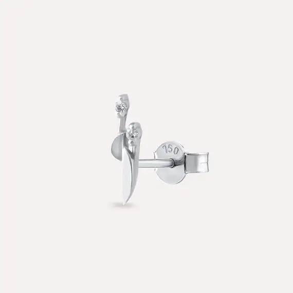 Sword Diamond White Gold Single Earring - 1