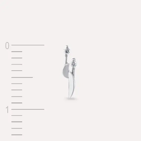 Sword Diamond White Gold Single Earring - 4