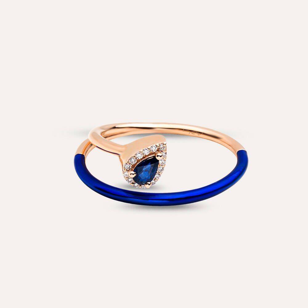 Temi 0.27 CT Sapphire and Diamond Navy Blue Enamel Ring