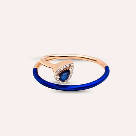 Temi 0.27 CT Sapphire and Diamond Navy Blue Enamel Ring - 6