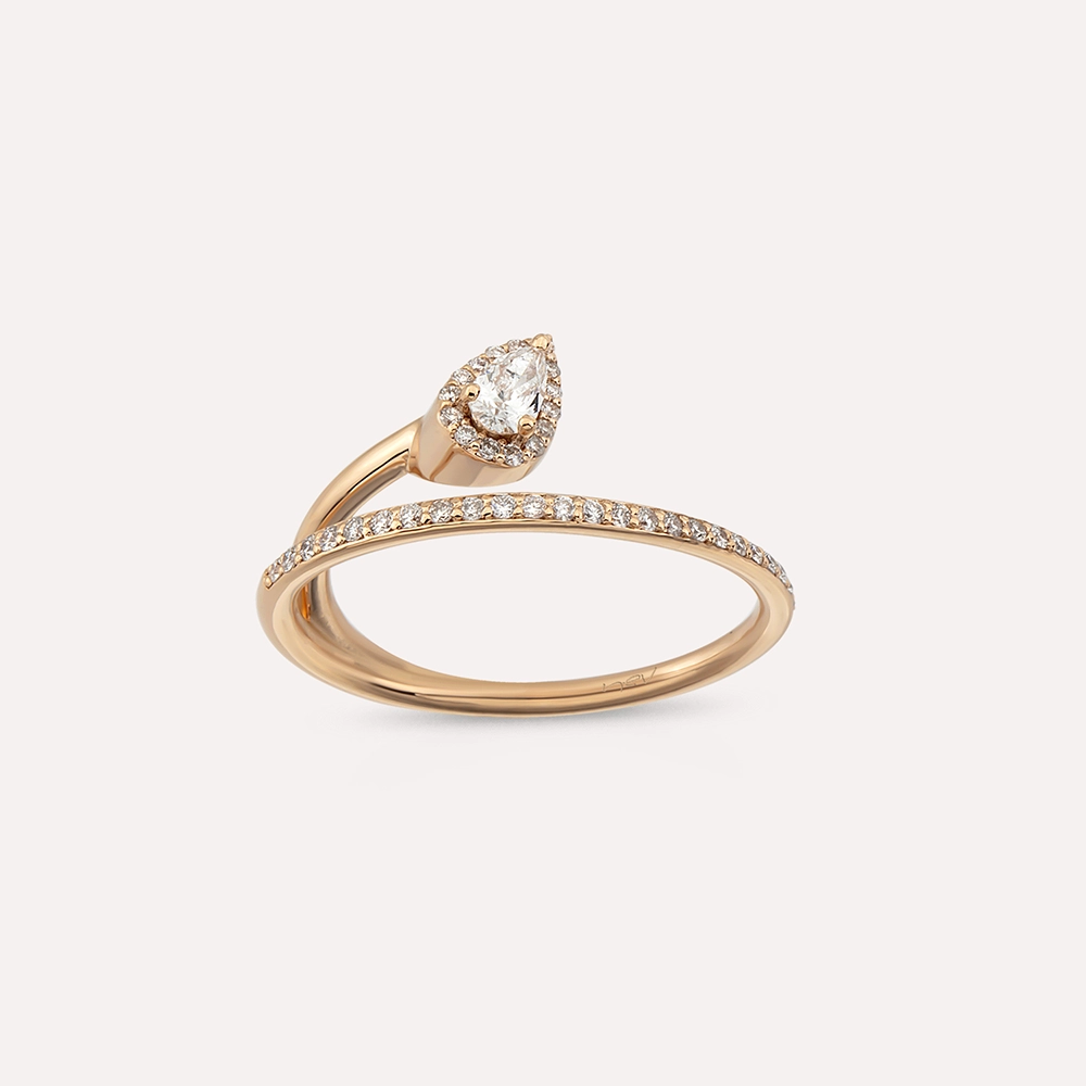 Temi 0.48 CT Pear Cut Diamond Rose Gold Ring - 3