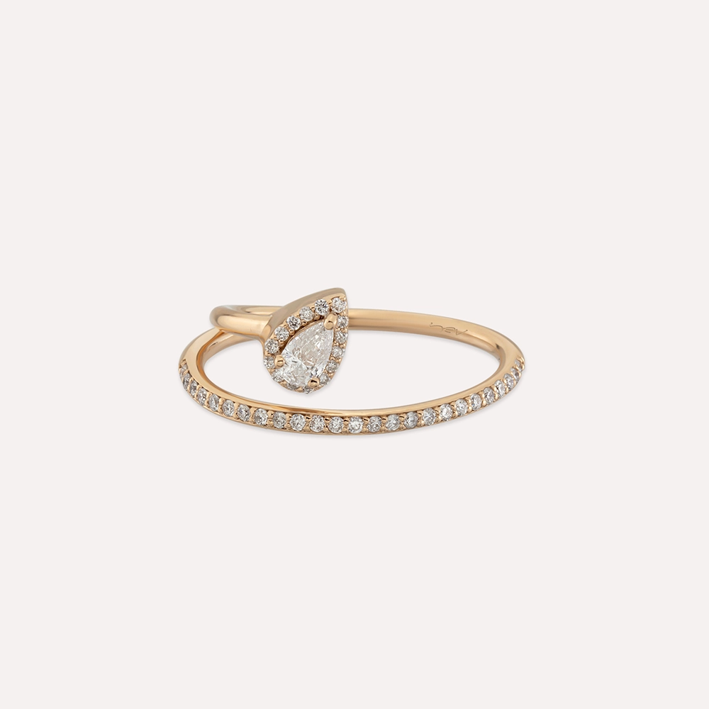 Temi 0.48 CT Pear Cut Diamond Rose Gold Ring - 5