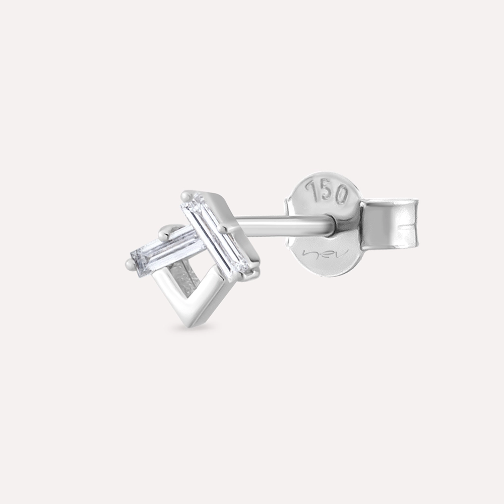 Tesi Baguette Cut Diamond White Gold Earring - 1