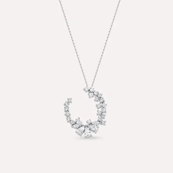 Tiamat 1.70 CT Pear and Marquise Cut Diamond White Gold Necklace - 1