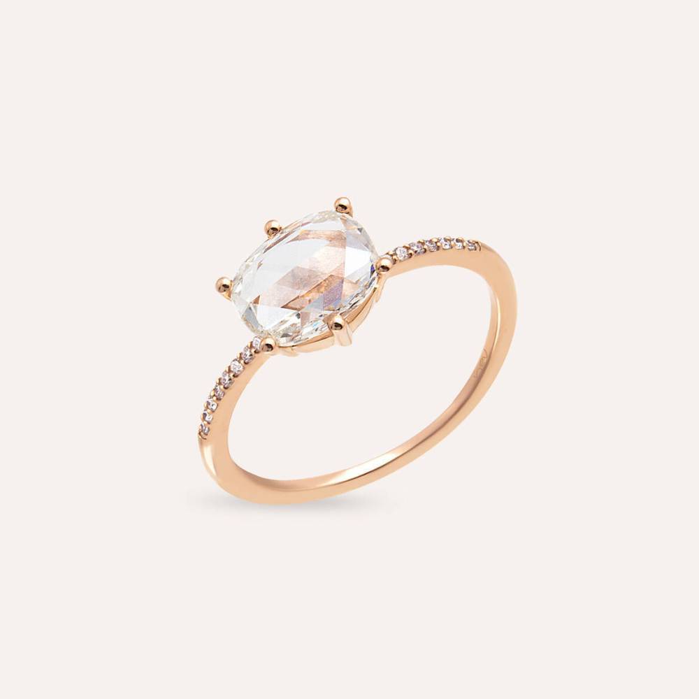 Tiana 1.18 CT Rose Cut Diamond and Diamond Solitaire Ring
