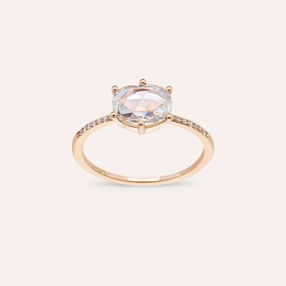 Tiana 1.18 CT Rose Cut Diamond and Diamond Solitaire Ring - 1
