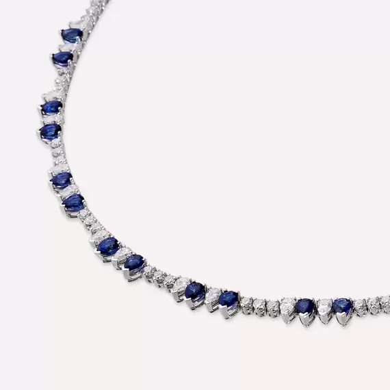 Tina 10.22 CT Sapphire and Pear Cut Diamond Necklace - 1