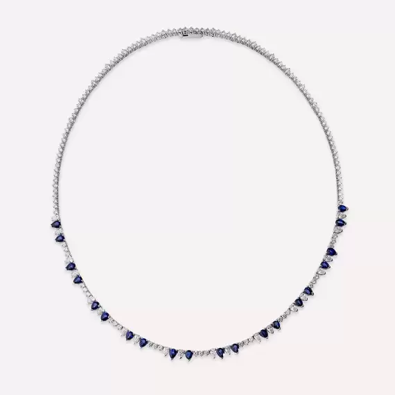 Tina 10.22 CT Sapphire and Pear Cut Diamond Necklace - 3