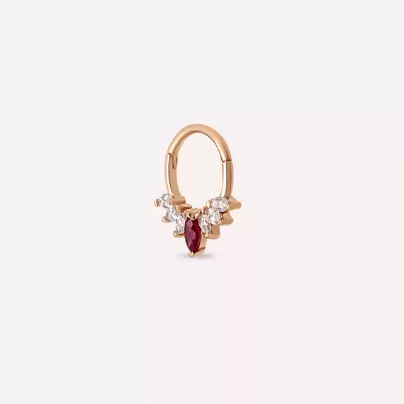Tinka Ruby and Diamond Rose Gold Hoop Piercing - 3