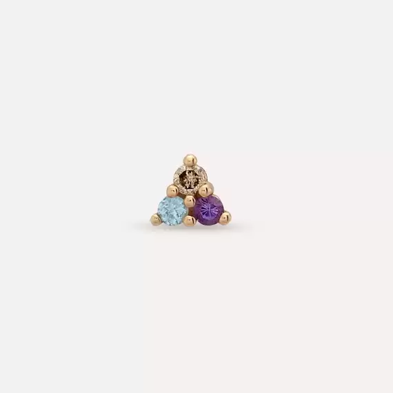 Triangle Aquamarin and Amethyst Rose Gold Piercing - 3