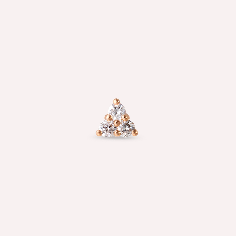 Triangle Diamond Rose Gold Mini Single Earring - 3