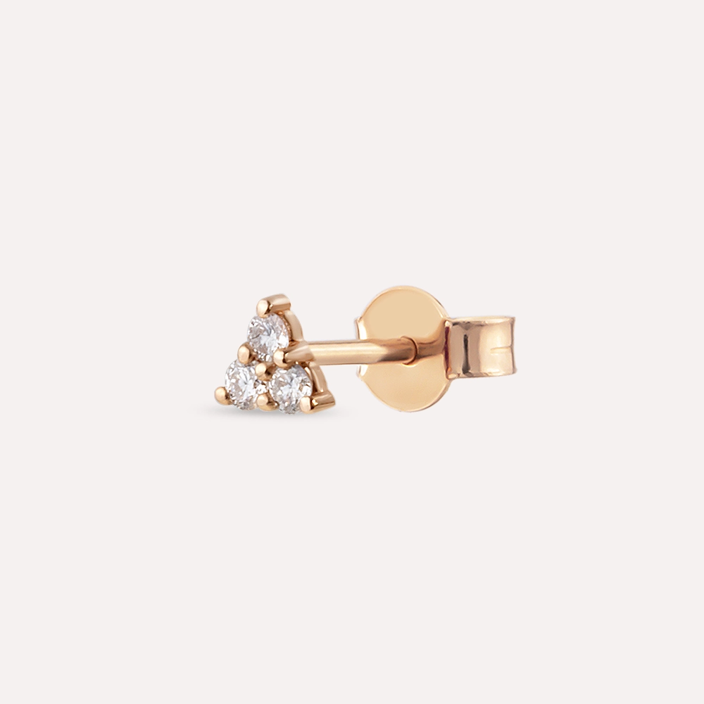 Triangle Diamond Rose Gold Mini Single Earring - 1
