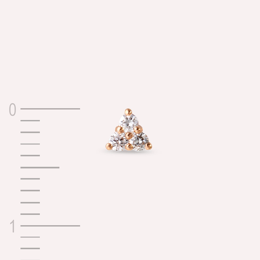 Triangle Diamond Rose Gold Mini Single Earring - 4