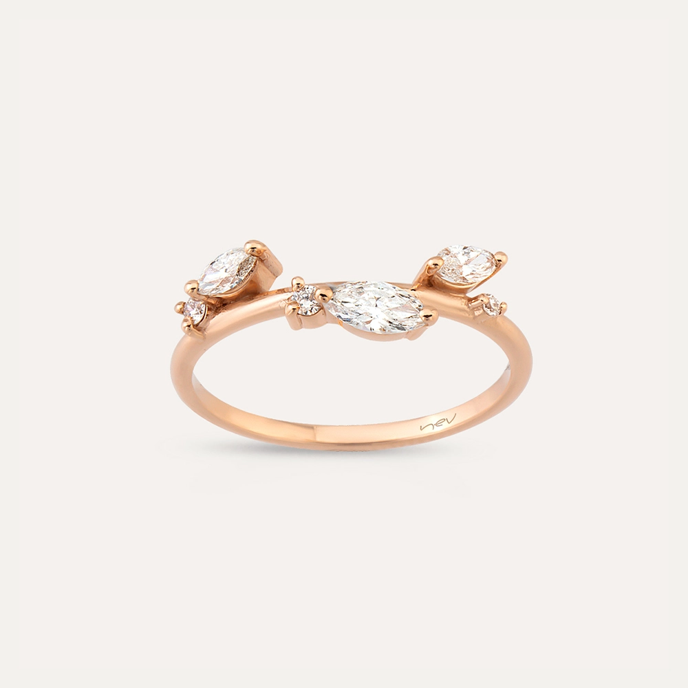 Trio 0.40 CT Marquise Cut Diamond Rose Gold Ring - 2