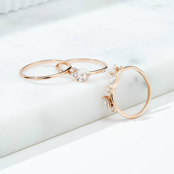 Trio 0.42 CT Marquise Cut Diamond Rose Gold Ring - 6