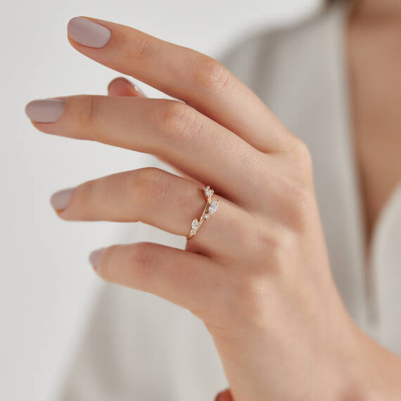 Trio 0.42 CT Marquise Cut Diamond Rose Gold Ring - 3