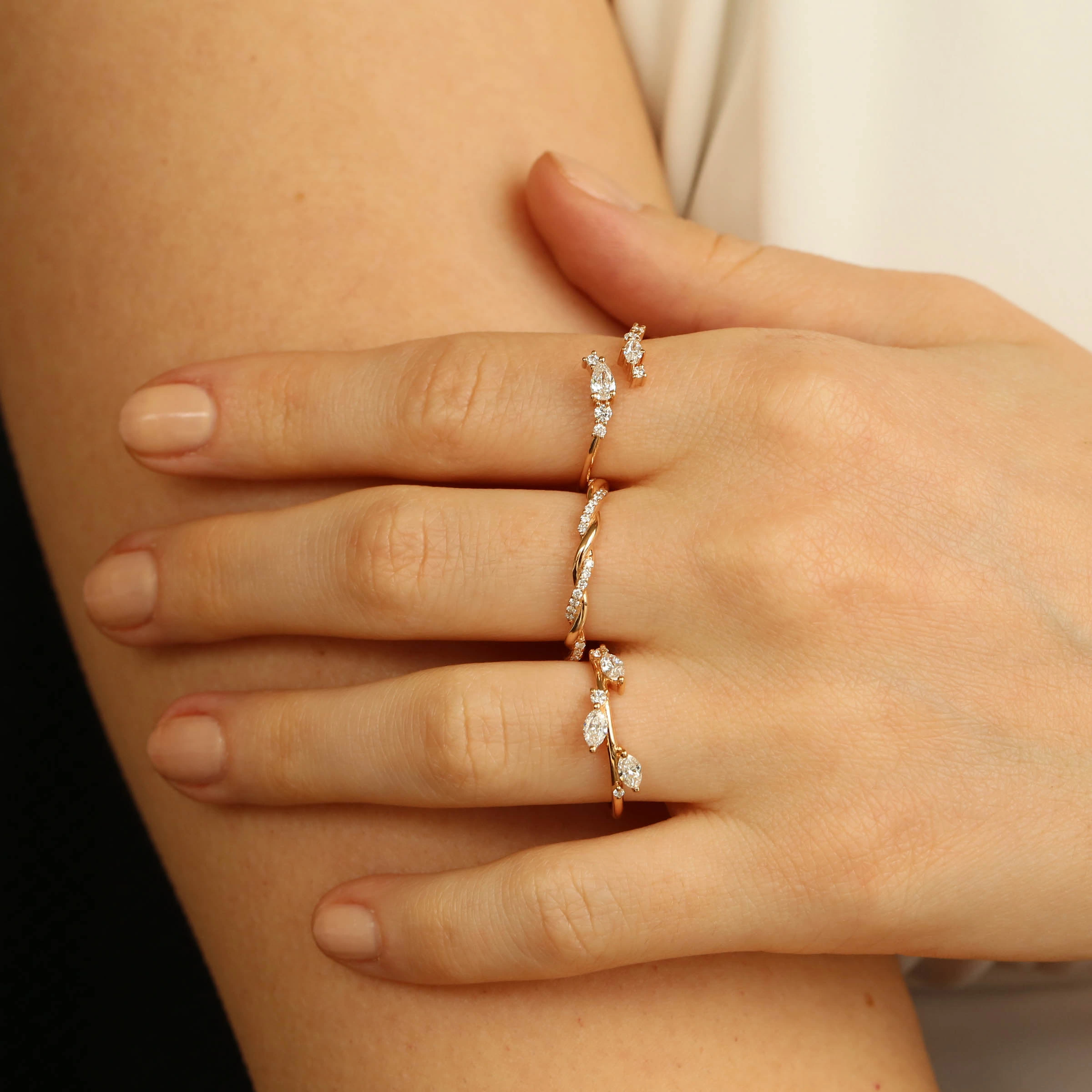 Trio 0.42 CT Marquise Cut Diamond Rose Gold Ring - 4
