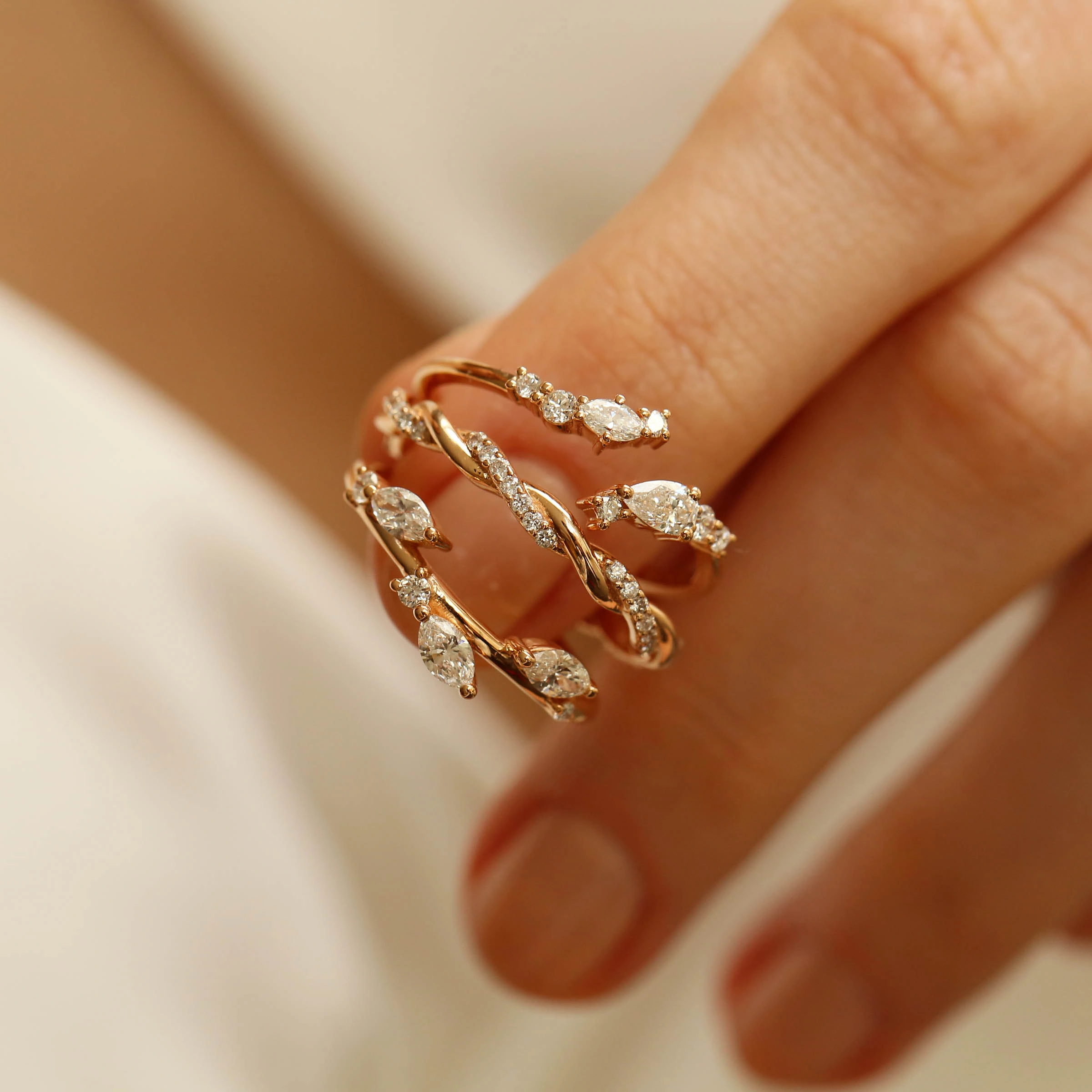 Trio 0.42 CT Marquise Cut Diamond Rose Gold Ring - 1