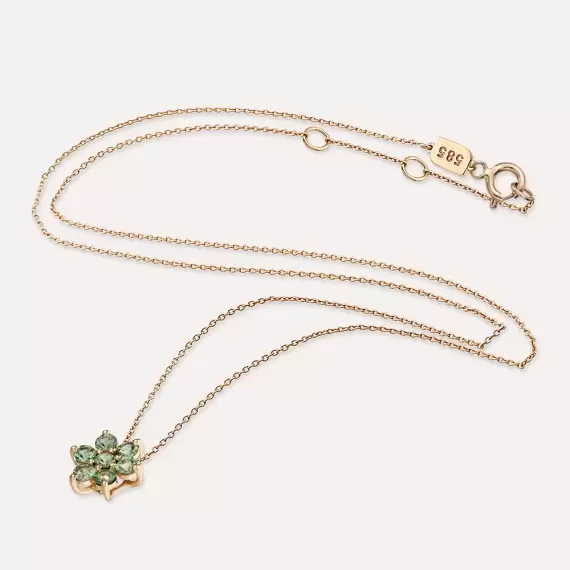 Tutty 1.64 CT Green Sapphire Rose Gold Necklace - 4