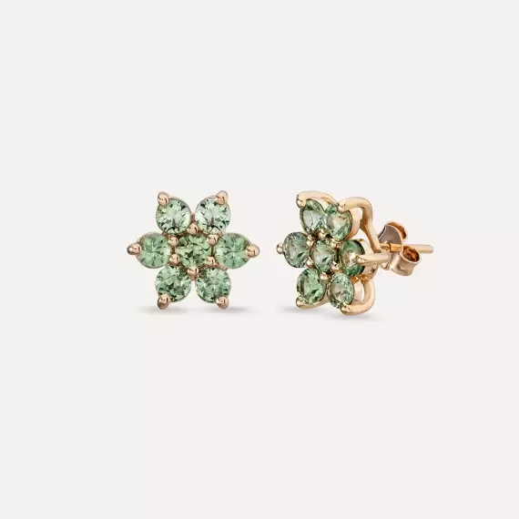 Tutty 3.34 CT Green Sapphire Rose Gold Earring - 1