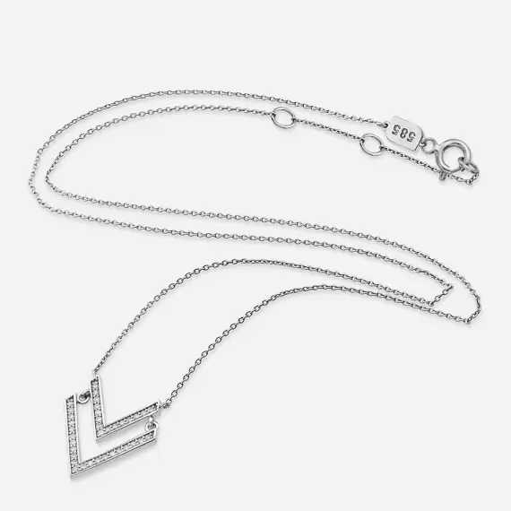 Twins 0.16 CT Diamond White Gold Necklace - 4