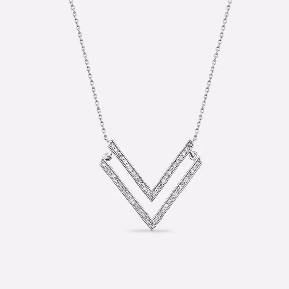 Twins 0.26 CT Diamond White Gold Necklace - 1