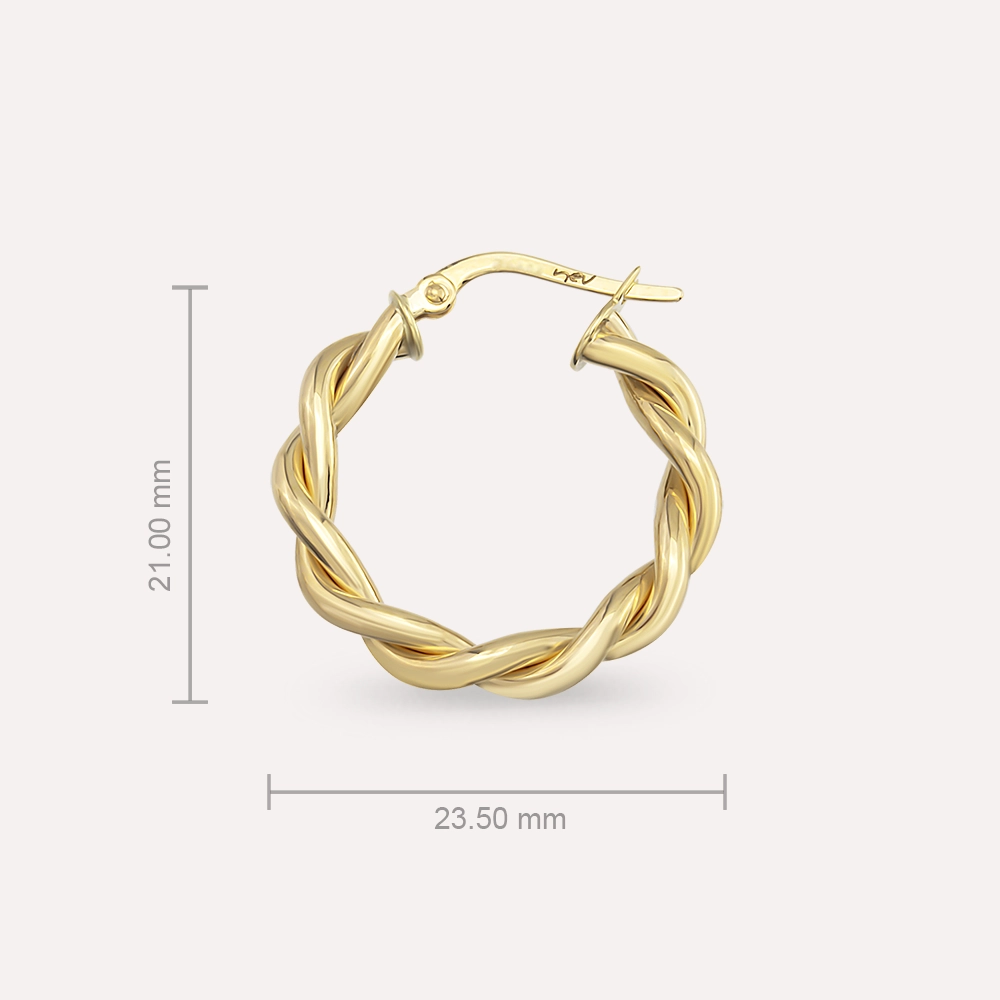 Twisted Midi Yellow Gold Hoop Earring - 3