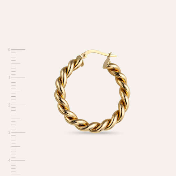 Twisted Yellow Gold Hoop Earring - 4