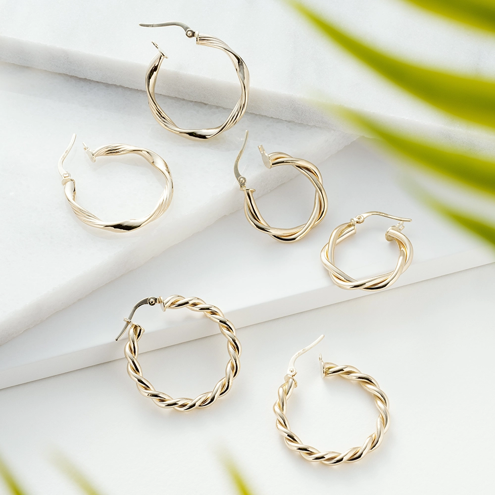 Twisted Yellow Gold Hoop Earring - 5