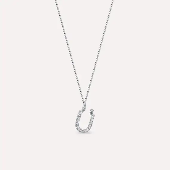 Ü Letter 0.12 CT Diamond White Gold Necklace - 1