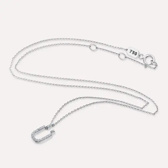 Ü Letter 0.12 CT Diamond White Gold Necklace - 3