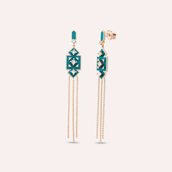 Uma 0.82 CT Diamond and Turquoise Enamel Earring - 1