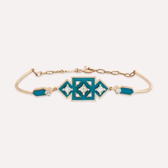 Uma Diamond and Turquoise Enamel Bracelet - 2