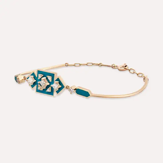 Uma Diamond and Turquoise Enamel Bracelet - 3
