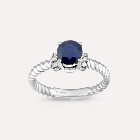 Valeria 0.99 CT Sapphire and Diamond White Gold Ring - 1