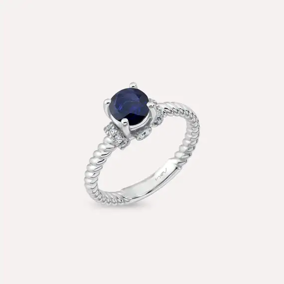 Valeria 0.99 CT Sapphire and Diamond White Gold Ring - 3