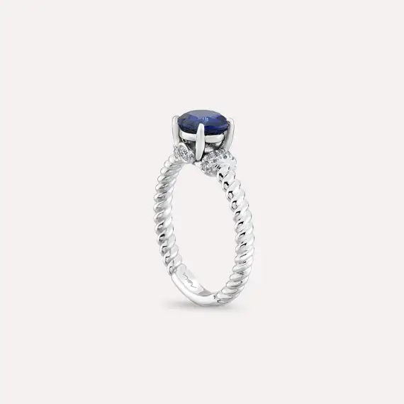 Valeria 0.99 CT Sapphire and Diamond White Gold Ring - 5