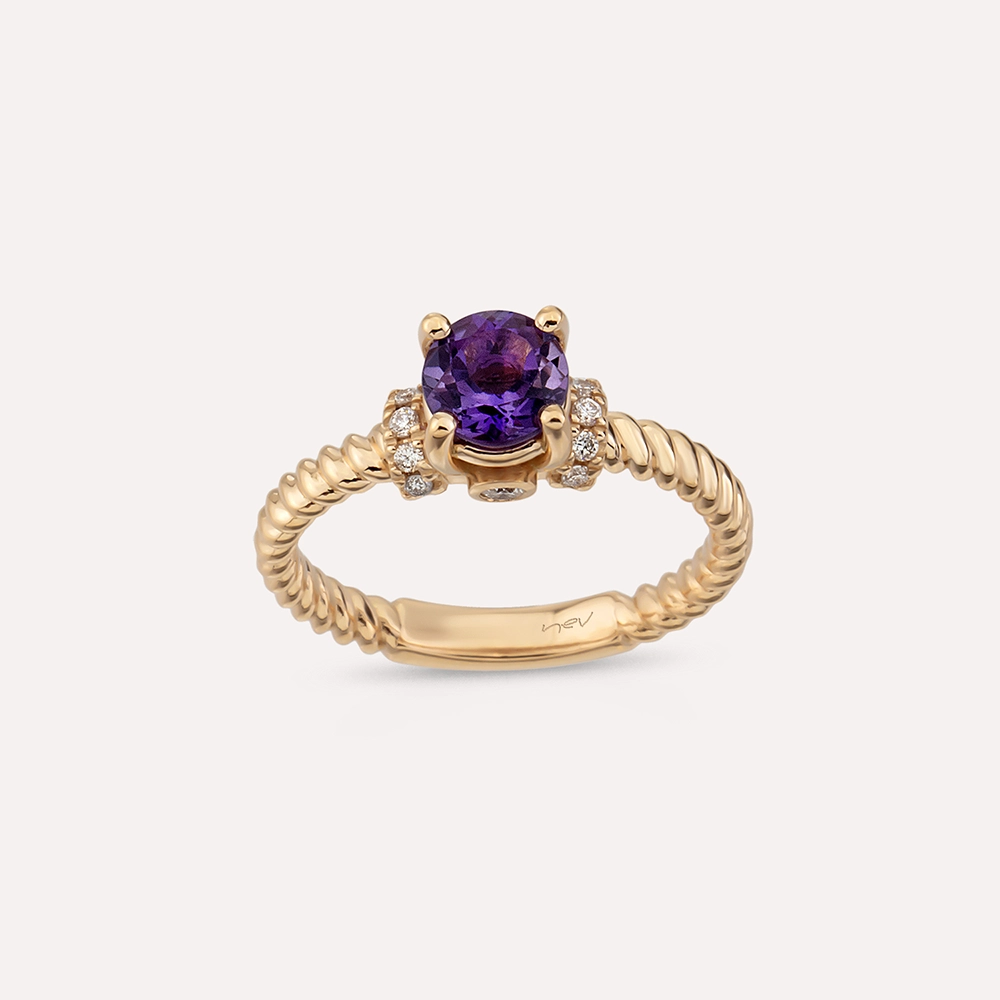 Valeria 1.00 CT Amethyst and Diamond Rose Gold Ring - 1