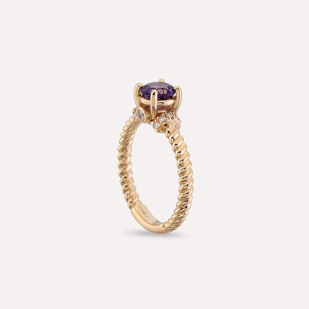 Valeria 1.00 CT Amethyst and Diamond Rose Gold Ring - 8