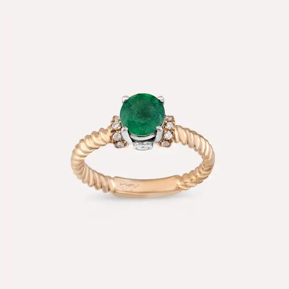 Valeria 1.14 CT Emerald and Diamond Rose Gold Ring - 1