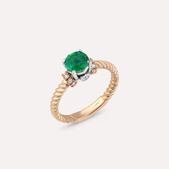 Valeria 1.14 CT Emerald and Diamond Rose Gold Ring - 3