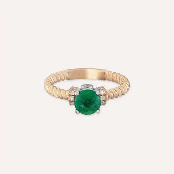 Valeria 1.14 CT Emerald and Diamond Rose Gold Ring - 4