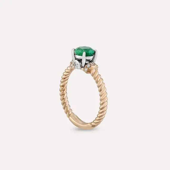 Valeria 1.14 CT Emerald and Diamond Rose Gold Ring - 5