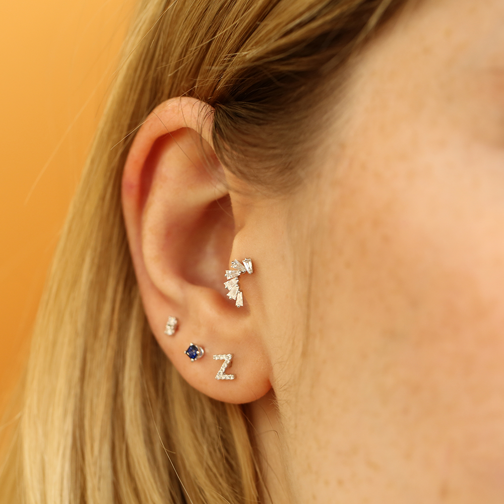 Vega Trapeze Cut Diamond White Gold Piercing - 3