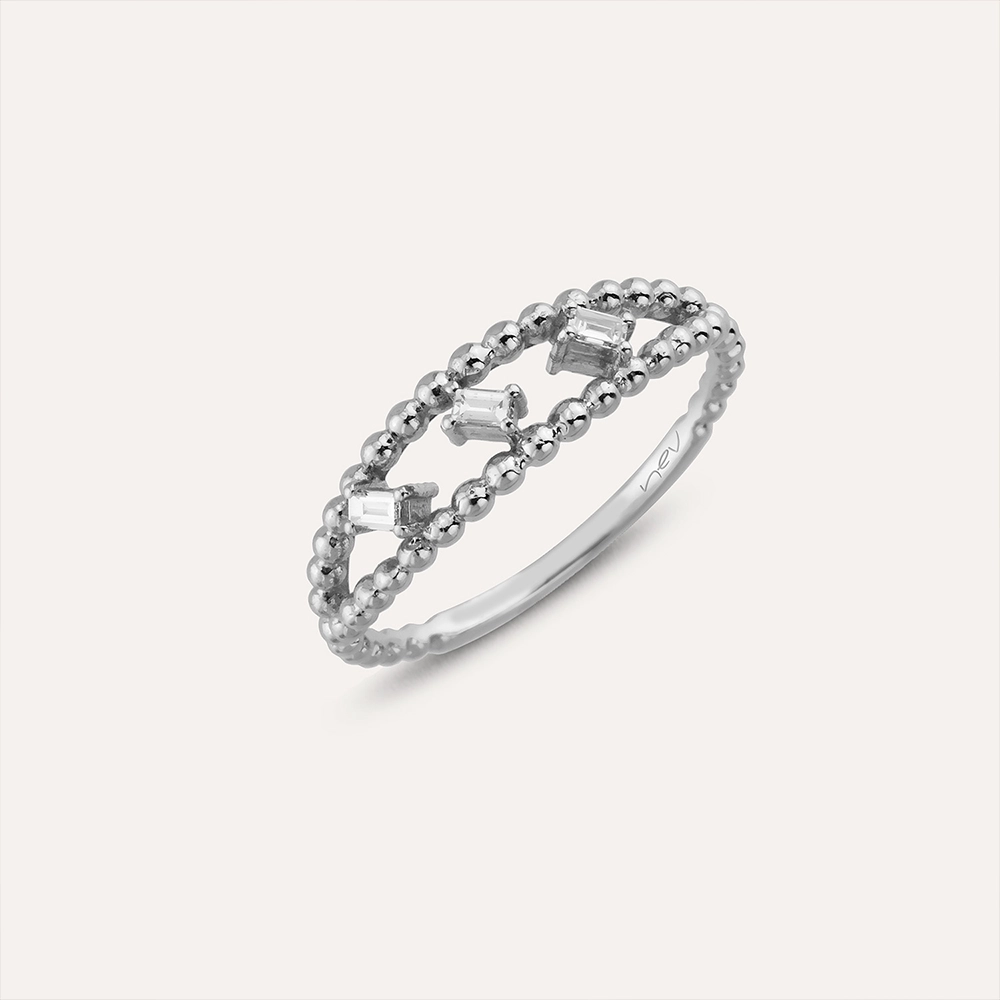 Veily Baguette Cut Diamond White Gold Ring - 1