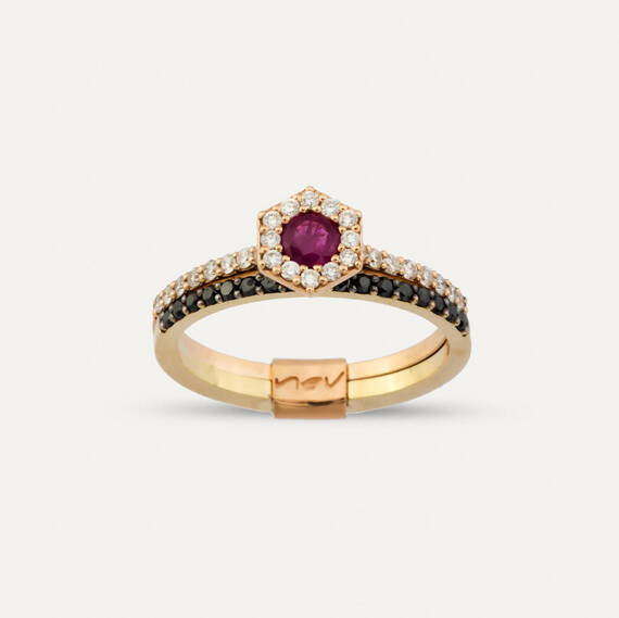 Vino 0.77 CT Ruby and Diamond Ring - 1