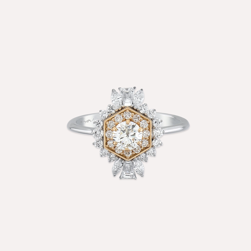 Viola 1.06 CT Marquise and Trapeze Cut Diamond White Gold Ring - 3