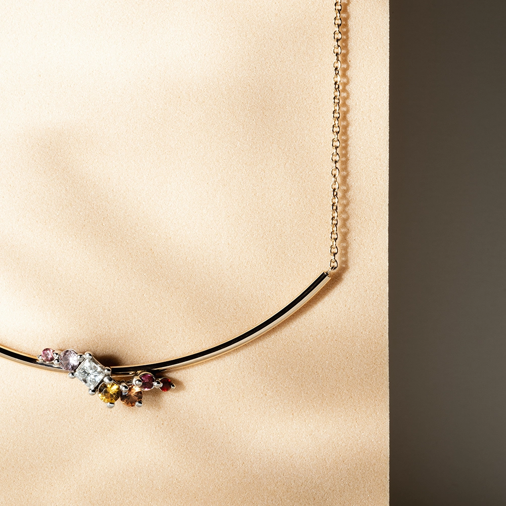 Violet 0.68 CT Multicolor Sapphire and Diamond Pendant - 4