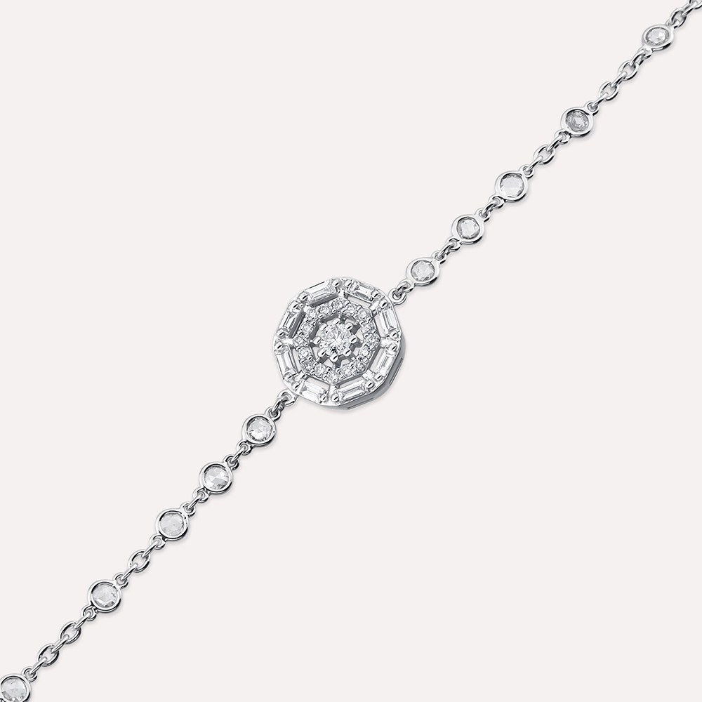 Viva 0.62 CT Diamond and Rose Cut Diamond White Gold Bracelet - 3